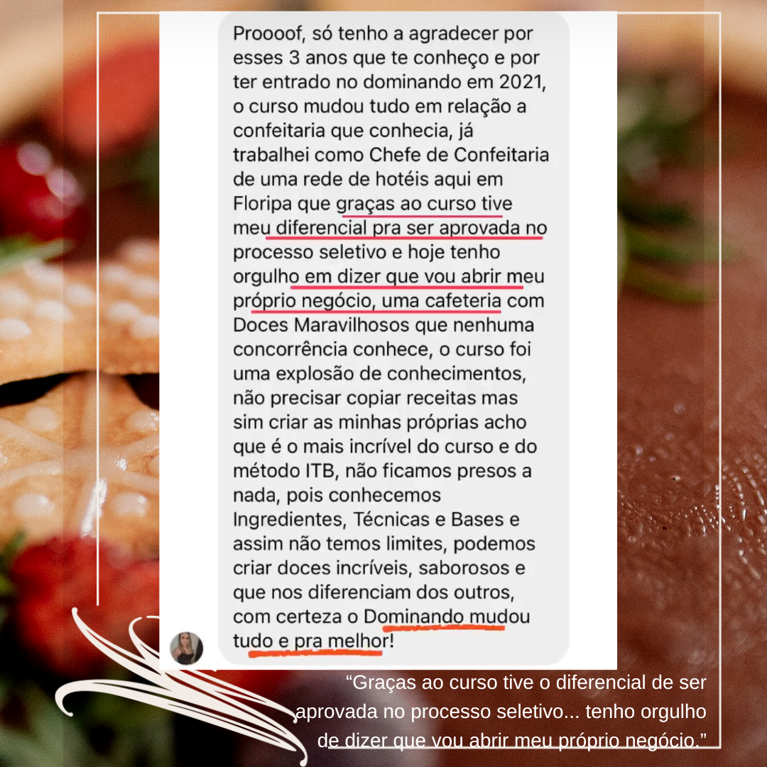Depoimento de aluna aprovada em processo seletivo e abrindo a própria cafeteria
